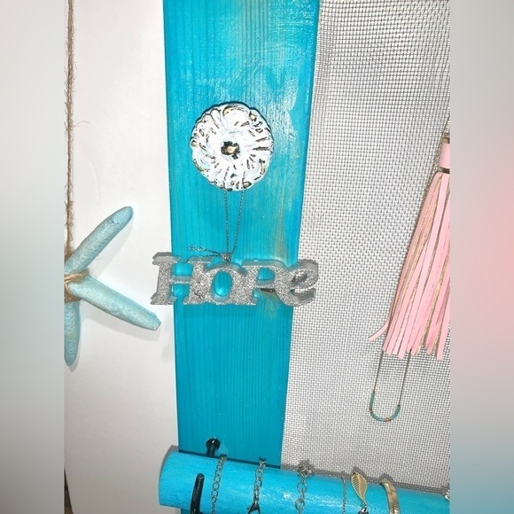 New Handmade Rustic Jewelry Hanging Display/Organizer Turquoise Mother’s Day - Picture 10 of 12
